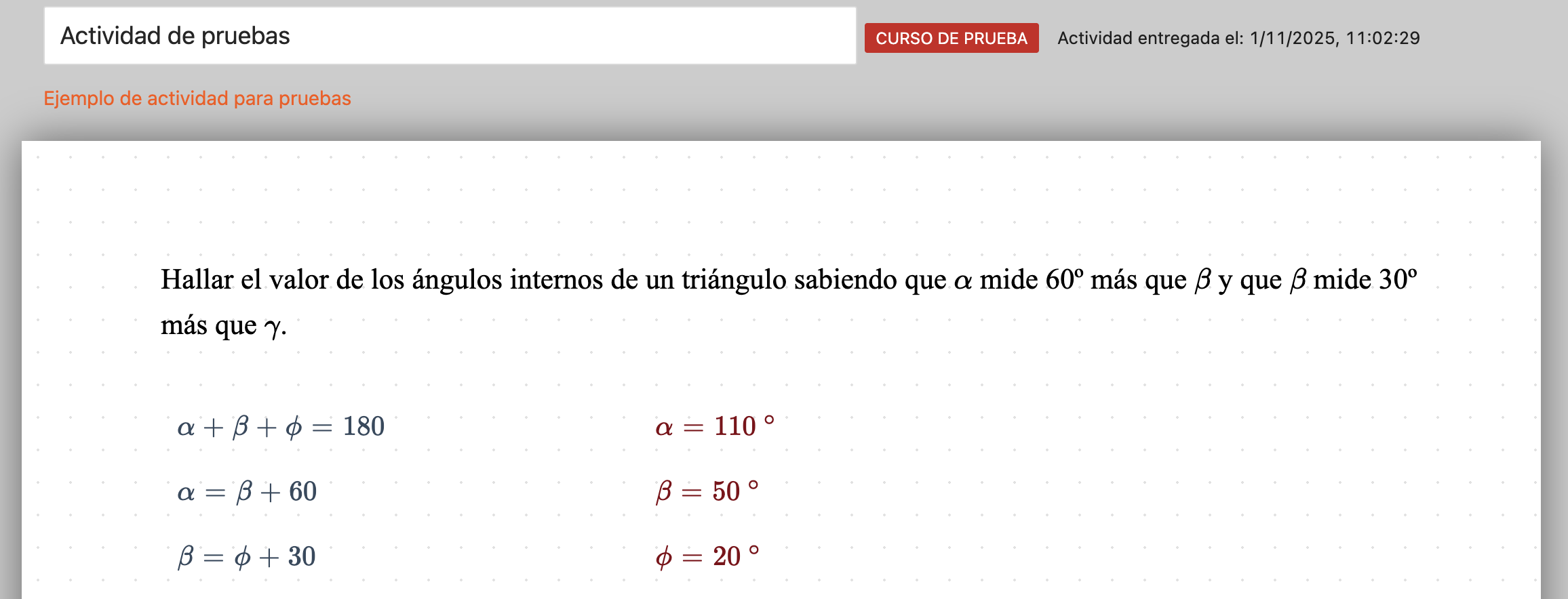 Ejemplo de actividad entregada